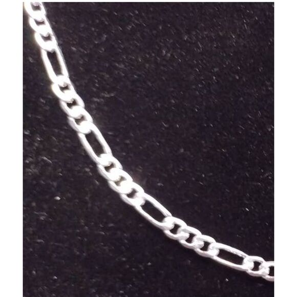 Sterling Silver 925 Plated 18 Inch Figaro Chain Necklace New 1/16th+" Wide New - Picture 3 of 4
